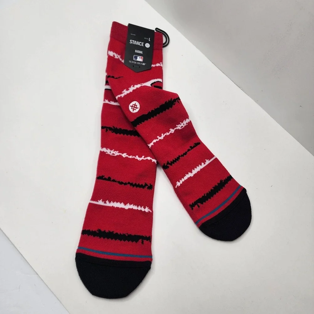 NEW Stance MLB CIN Cincinnati Reds Mens Large Chalk Casual Crew Socks NWT